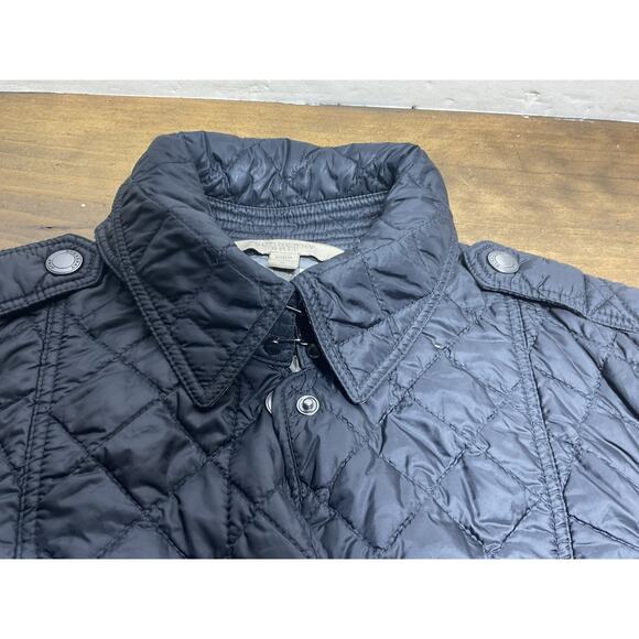 BURBERRY Brit Jacket Women's S Diamond Quilted Nova Check Black Lightweight - Picture 5 of 14